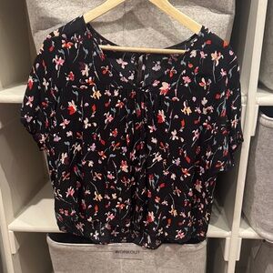 Madewell Floral Black Blouse